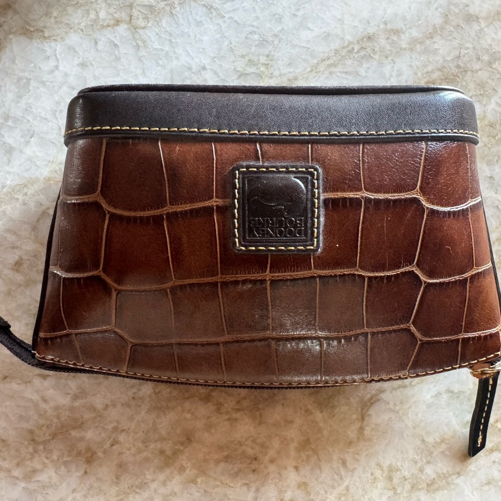 Dooney & Bourke Croc-Embossed Brown Toiletry Bag